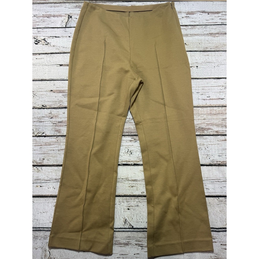 Everlane The Dream Kick Flare Pants Womens Large Tan Cotton Stretch Side Zip
